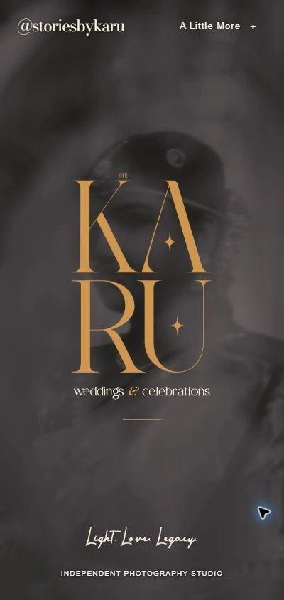 Stories by Karu’s actual mobile homepage, with the Karu lettering and its compact navigation